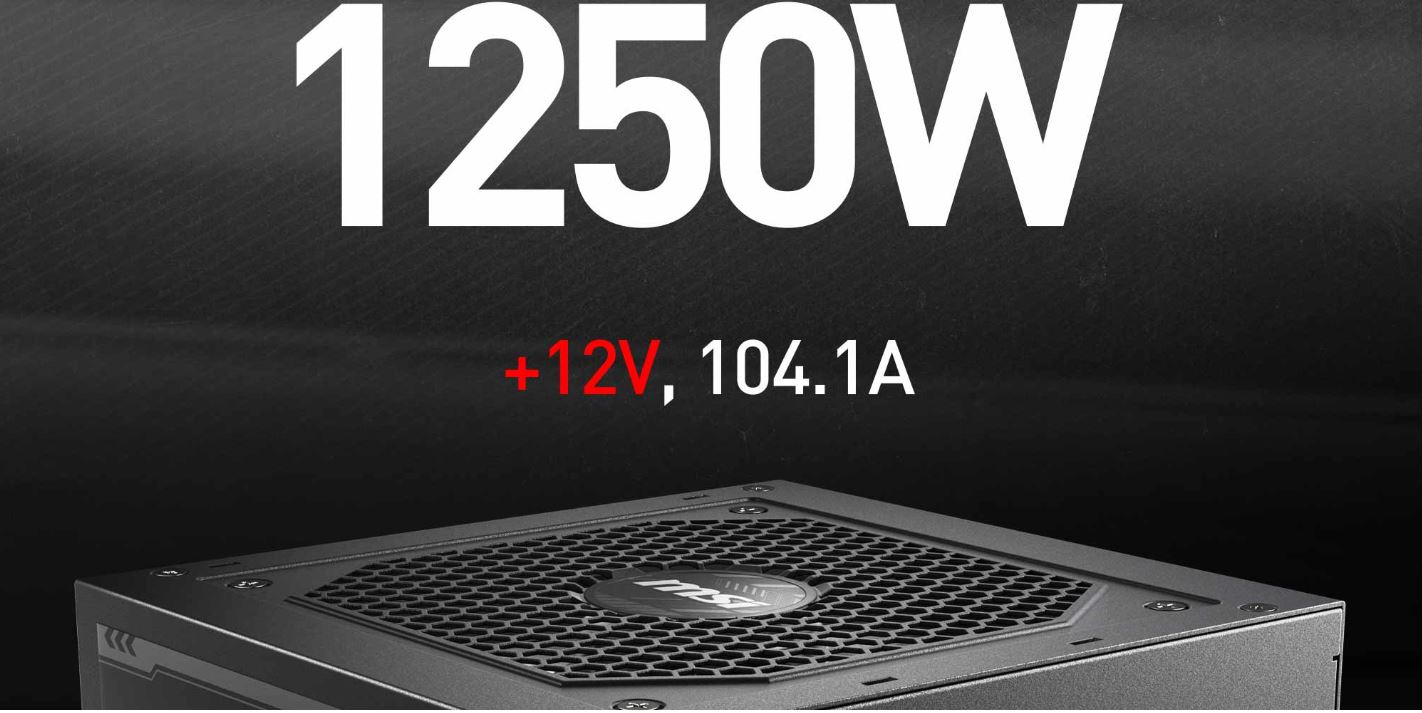 MSI - MAG A1250GL PCIE 5, 80 GOLD Fully Modular Gaming PSU